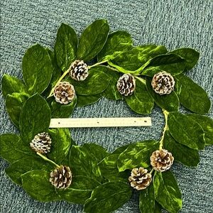 Green Leaf and Pinecone Wreath